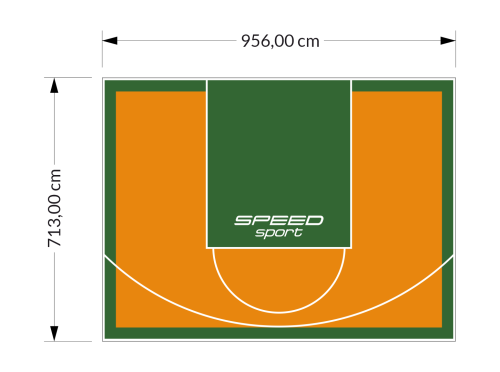 68M2/713X956CM POMARAŃCZOWO-ZIELONE BOISKO DO KOSZYKÓWKI SPEEDSPORT HEXA POWER PRO