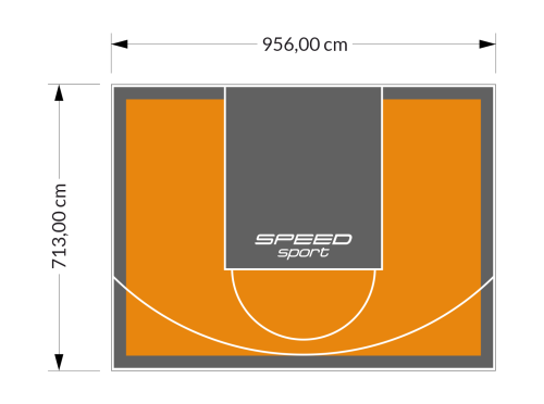68M2/713X956CM POMARAŃCZOWO-GRAFITOWE BOISKO DO KOSZYKÓWKI SPEEDSPORT HEXA POWER PRO
