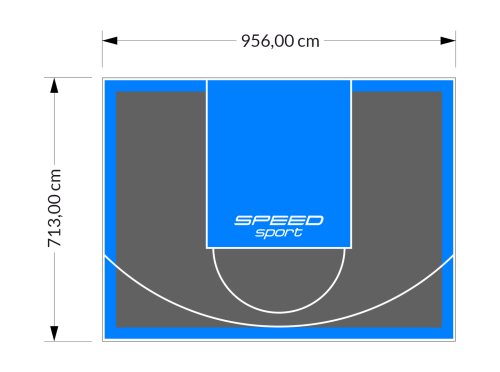 68M2/713X956CM GRAFITOWO-BŁĘKITNE BOISKO DO KOSZYKÓWKI SPEEDSPORT HEXA POWER PRO