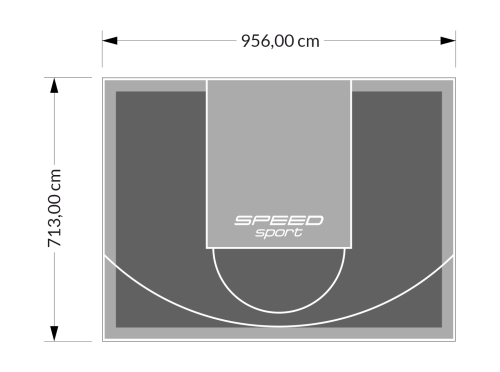 68M2/713X956CM GRAFITOWO-SZARE BOISKO DO KOSZYKÓWKI SPEEDSPORT HEXA POWER PRO