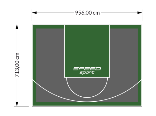 68M2/713X956CM GRAFITOWO-ZIELONE BOISKO DO KOSZYKÓWKI SPEEDSPORT HEXA POWER PRO