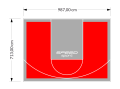 70M2/713X987CM CZERWONO-SZARE BOISKO DO KOSZYKÓWKI SPEEDSPORT HEXA POWER PRO