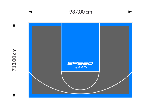 70M2/713X987CM GRAFITOWO-BŁĘKITNE BOISKO DO KOSZYKÓWKI SPEEDSPORT HEXA POWER PRO