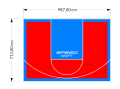 70M2/713X987CM CZERWONO-BŁĘKITNE BOISKO DO KOSZYKÓWKI SPEEDSPORT HEXA POWER PRO