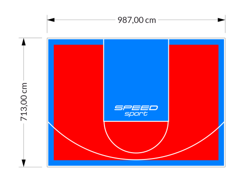 70M2/713X987CM CZERWONO-BŁĘKITNE BOISKO DO KOSZYKÓWKI SPEEDSPORT HEXA POWER PRO