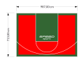 70M2/713X987CM CZERWONO-ZIELONE BOISKO DO KOSZYKÓWKI SPEEDSPORT HEXA POWER PRO