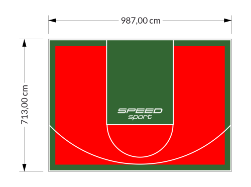 70M2/713X987CM CZERWONO-ZIELONE BOISKO DO KOSZYKÓWKI SPEEDSPORT HEXA POWER PRO