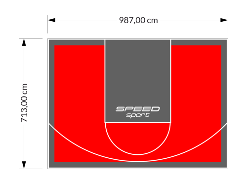 70M2/713X987CM CZERWONO-GRAFITOWE BOISKO DO KOSZYKÓWKI SPEEDSPORT HEXA POWER PRO