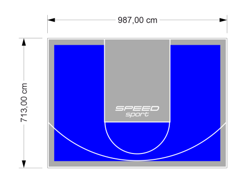 70M2/713X987CM NIEBIESKO-SZARE BOISKO DO KOSZYKÓWKI SPEEDSPORT HEXA POWER PRO