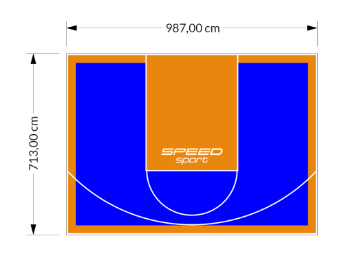 70M2/713X987CM NIEBIESKO-POMARAŃCZOWE BOISKO DO KOSZYKÓWKI SPEEDSPORT HEXA POWER PRO