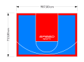 70M2/713X987CM BŁĘKITNO-CZERWONE BOISKO DO KOSZYKÓWKI SPEEDSPORT HEXA POWER PRO