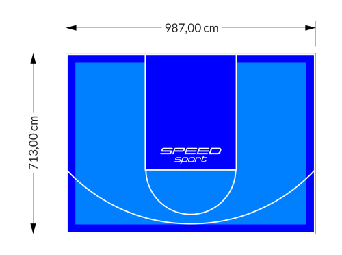 70M2/713X987CM BŁĘKITNO-NIEBIESKIE BOISKO DO KOSZYKÓWKI SPEEDSPORT HEXA POWER PRO