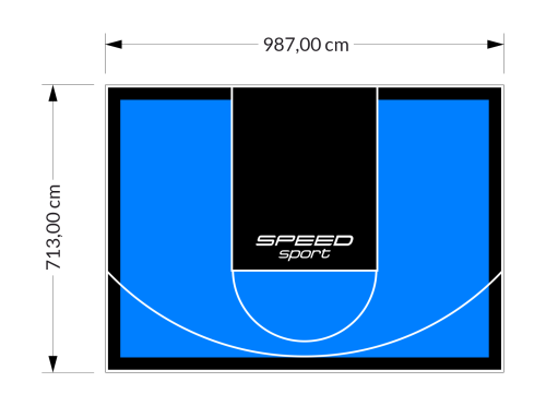 70M2/713X987CM BŁĘKITNO-CZARNE BOISKO DO KOSZYKÓWKI SPEEDSPORT HEXA POWER PRO