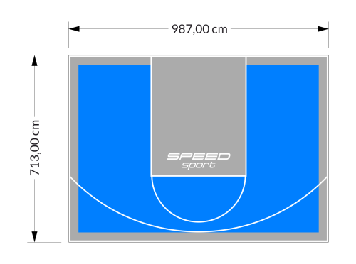 70M2/713X987CM BŁĘKITNO-SZARE BOISKO DO KOSZYKÓWKI SPEEDSPORT HEXA POWER PRO