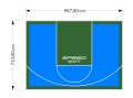 70M2/713X987CM BŁĘKITNO-ZIELONE BOISKO DO KOSZYKÓWKI SPEEDSPORT HEXA POWER PRO
