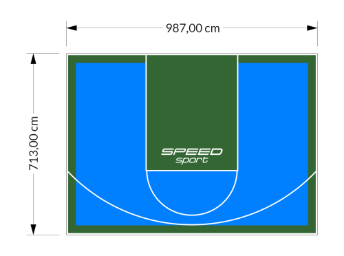 70M2/713X987CM BŁĘKITNO-ZIELONE BOISKO DO KOSZYKÓWKI SPEEDSPORT HEXA POWER PRO