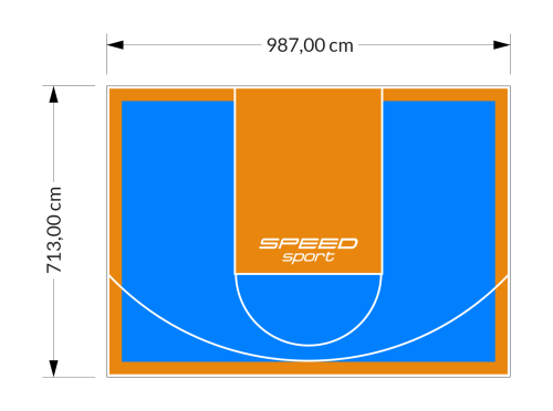 70M2/713X987CM BŁĘKITNO-POMARAŃCZOWE BOISKO DO KOSZYKÓWKI SPEEDSPORT HEXA POWER PRO