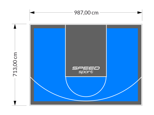 70M2/713X987CM BŁĘKITNO-GRAFITOWE BOISKO DO KOSZYKÓWKI SPEEDSPORT HEXA POWER PRO