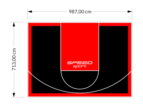 70M2/713X987CM CZARNO-CZERWONE BOISKO DO KOSZYKÓWKI SPEEDSPORT HEXA POWER PRO