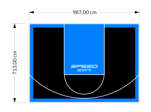 70M2/713X987CM CZARNO-BŁĘKITNE BOISKO DO KOSZYKÓWKI SPEEDSPORT HEXA POWER PRO