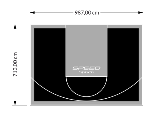 70M2/713X987CM CZARNO-SZARE BOISKO DO KOSZYKÓWKI SPEEDSPORT HEXA POWER PRO