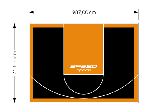 70M2/713X987CM CZARNO-POMARAŃCZOWE BOISKO DO KOSZYKÓWKI SPEEDSPORT HEXA POWER PRO