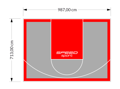 70M2/713X987CM SZARO-CZERWONE BOISKO DO KOSZYKÓWKI SPEEDSPORT HEXA POWER PRO