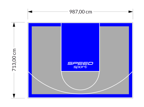 70M2/713X987CM SZARO-NIEBIESKIE BOISKO DO KOSZYKÓWKI SPEEDSPORT HEXA POWER PRO