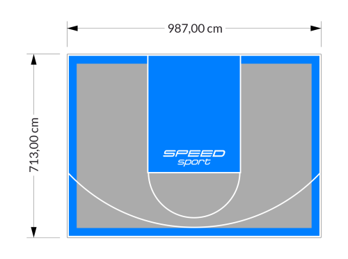 70M2/713X987CM SZARO-BŁĘKITNE BOISKO DO KOSZYKÓWKI SPEEDSPORT HEXA POWER PRO