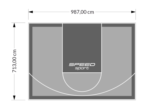 70M2/713X987CM SZARO-GRAFITOWE BOISKO DO KOSZYKÓWKI SPEEDSPORT HEXA POWER PRO