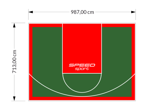 70M2/713X987CM ZIELONO-CZERWONE BOISKO DO KOSZYKÓWKI SPEEDSPORT HEXA POWER PRO