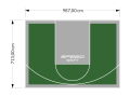 70M2/713X987CM ZIELONO-SZARE BOISKO DO KOSZYKÓWKI SPEEDSPORT HEXA POWER PRO