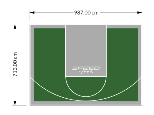 70M2/713X987CM ZIELONO-SZARE BOISKO DO KOSZYKÓWKI SPEEDSPORT HEXA POWER PRO