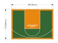 70M2/713X987CM ZIELONO-POMARAŃCZOWE BOISKO DO KOSZYKÓWKI SPEEDSPORT HEXA POWER PRO