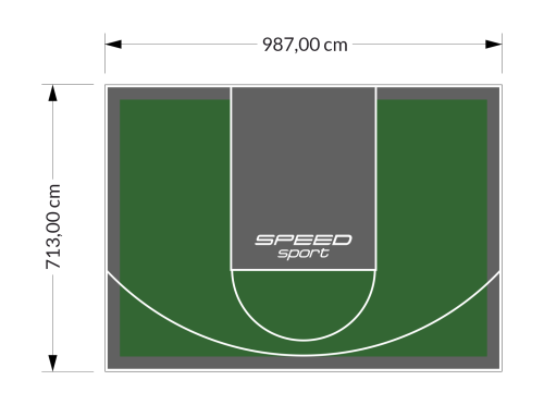 70M2/713X987CM ZIELONO-GRAFITOWE BOISKO DO KOSZYKÓWKI SPEEDSPORT HEXA POWER PRO