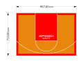 70M2/713X987CM POMARAŃCZOWO-CZERWONE BOISKO DO KOSZYKÓWKI SPEEDSPORT HEXA POWER PRO