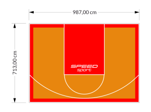 70M2/713X987CM POMARAŃCZOWO-CZERWONE BOISKO DO KOSZYKÓWKI SPEEDSPORT HEXA POWER PRO