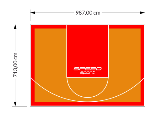 70M2/713X987CM POMARAŃCZOWO-CZERWONE BOISKO DO KOSZYKÓWKI SPEEDSPORT HEXA POWER PRO