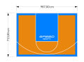 70M2/713X987CM POMARAŃCZOWO-BŁĘKITNE BOISKO DO KOSZYKÓWKI SPEEDSPORT HEXA POWER PRO