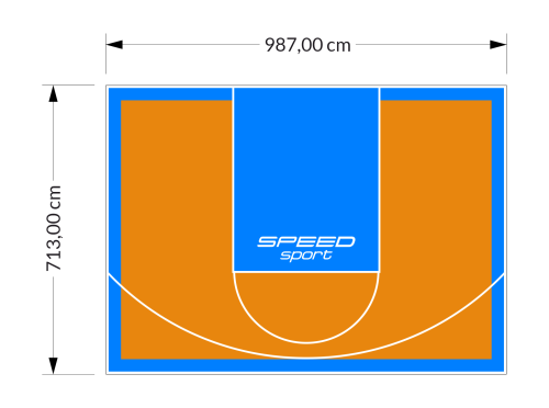 70M2/713X987CM POMARAŃCZOWO-BŁĘKITNE BOISKO DO KOSZYKÓWKI SPEEDSPORT HEXA POWER PRO