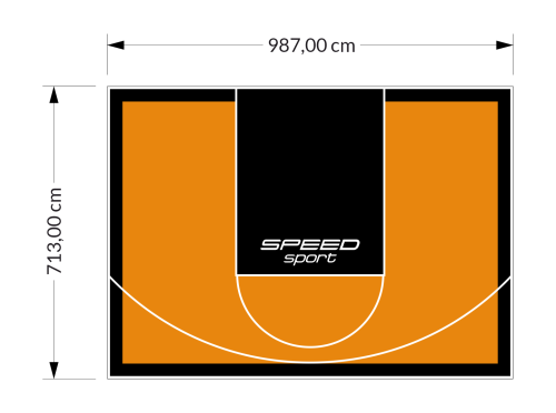 70M2/713X987CM POMARAŃCZOWO-CZARNE BOISKO DO KOSZYKÓWKI SPEEDSPORT HEXA POWER PRO
