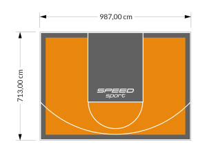 70M2/713X987CM POMARAŃCZOWO-GRAFITOWE BOISKO DO KOSZYKÓWKI SPEEDSPORT HEXA POWER PRO