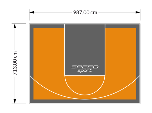 70M2/713X987CM POMARAŃCZOWO-GRAFITOWE BOISKO DO KOSZYKÓWKI SPEEDSPORT HEXA POWER PRO