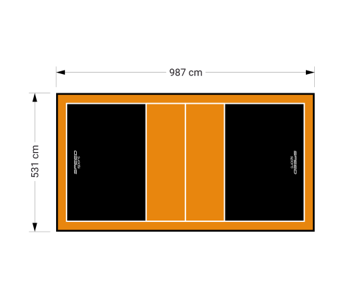 52M2/987X531CM CZARNO-POMARAŃCZOWE BOISKO DO SIATKÓWKI SPEEDSPORT HEXA POWER PRO