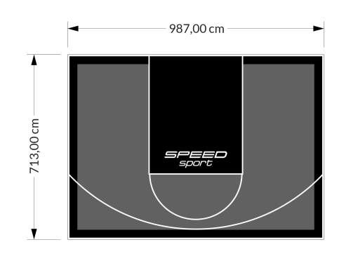 70M2/713X987CM GRAFITOWO-CZARNE BOISKO DO KOSZYKÓWKI SPEEDSPORT HEXA POWER PRO