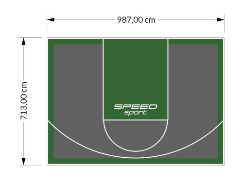 70M2/713X987CM GRAFITOWO-ZIELONE BOISKO DO KOSZYKÓWKI SPEEDSPORT HEXA POWER PRO