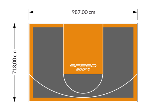 70M2/713X987CM GRAFITOWO-POMARAŃCZOWE BOISKO DO KOSZYKÓWKI SPEEDSPORT HEXA POWER PRO