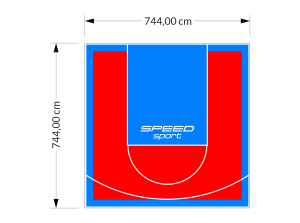 55M2/744X744CM CZERWONO-BŁĘKITNE BOISKO DO KOSZYKÓWKI SPEEDSPORT HEXA POWER PRO