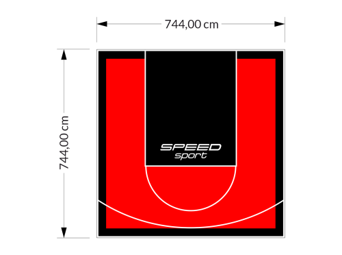 55M2/744X744CM CZERWONO-CZARNE BOISKO DO KOSZYKÓWKI SPEEDSPORT HEXA POWER PRO