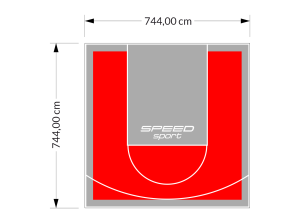 55M2/744X744CM CZERWONO-SZARE BOISKO DO KOSZYKÓWKI SPEEDSPORT HEXA POWER PRO